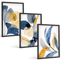 BILDER SET 3er Set - 40x60 cm Schwarzer Rahmen - Aquarell-Pflanzenmotive - Schwarz, Kunststoff (40/60cm) - TULUP