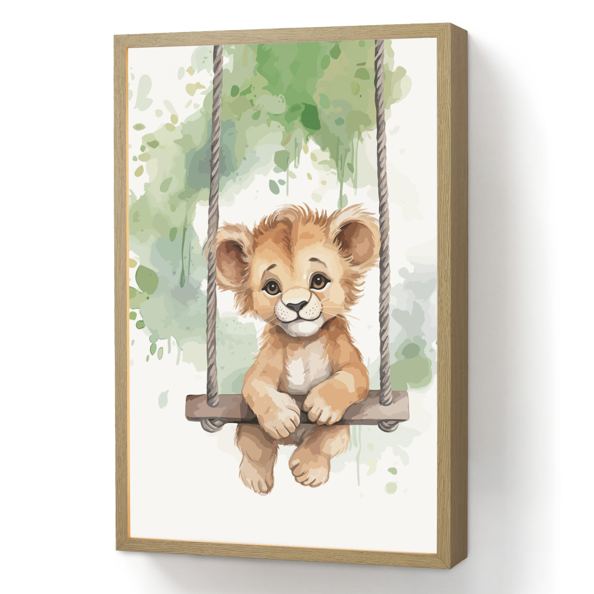 OnlyWow NÁSTĚNNÁ LAMPA S AKUMULÁTOREM Lev - Zvíře - Děti - Džungle 40x60 cm