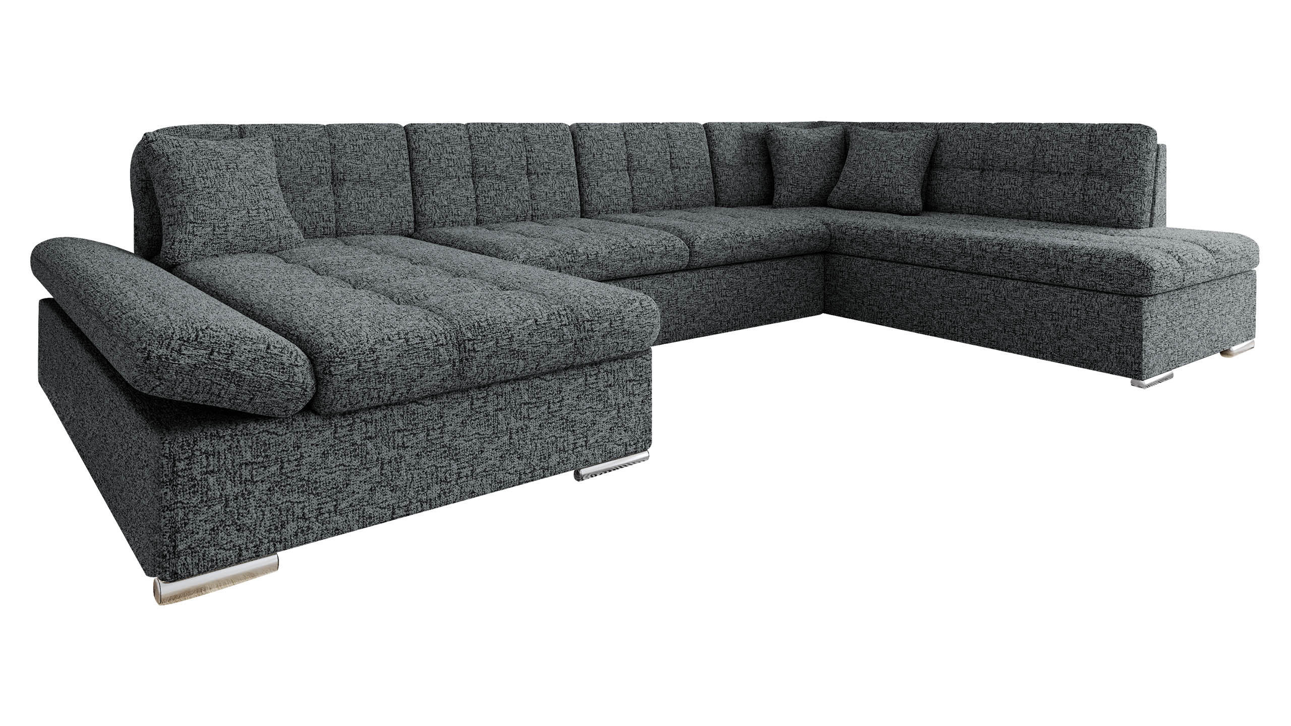 ECKSOFA Bergen, Seite: Links - Greige/Silberfarben, Holz/Textil (345/76/205cm) - MIRJAN24