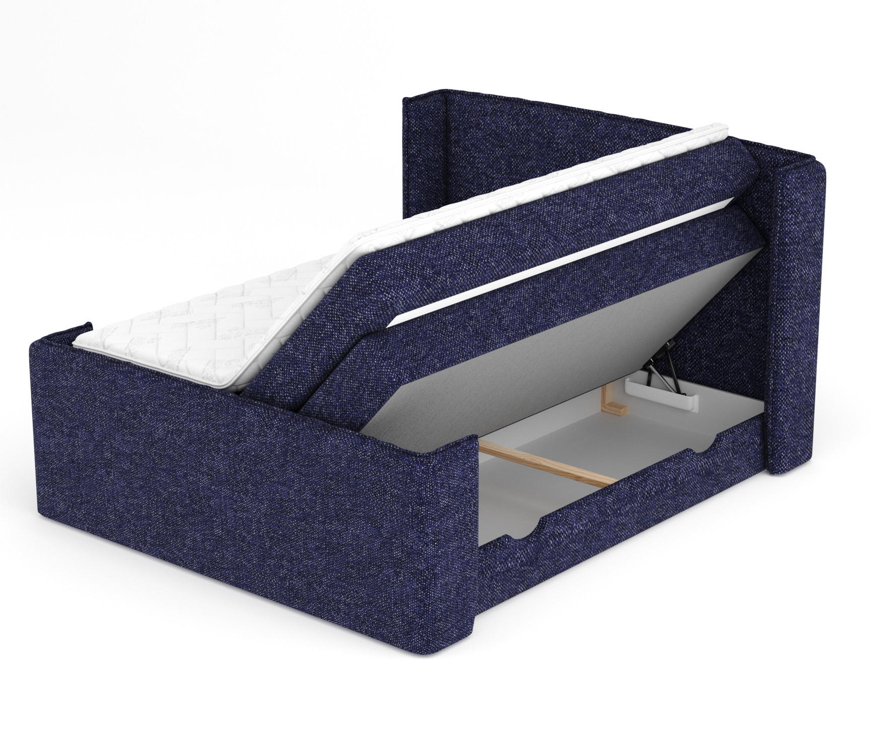 BOXSPRINGBETT Freeland Marineblau 140/200 cm mit Matratze und Topper - Schwarz/Dunkelblau, Holz/Holzwerkstoff (140/200cm) - Maison de Reve