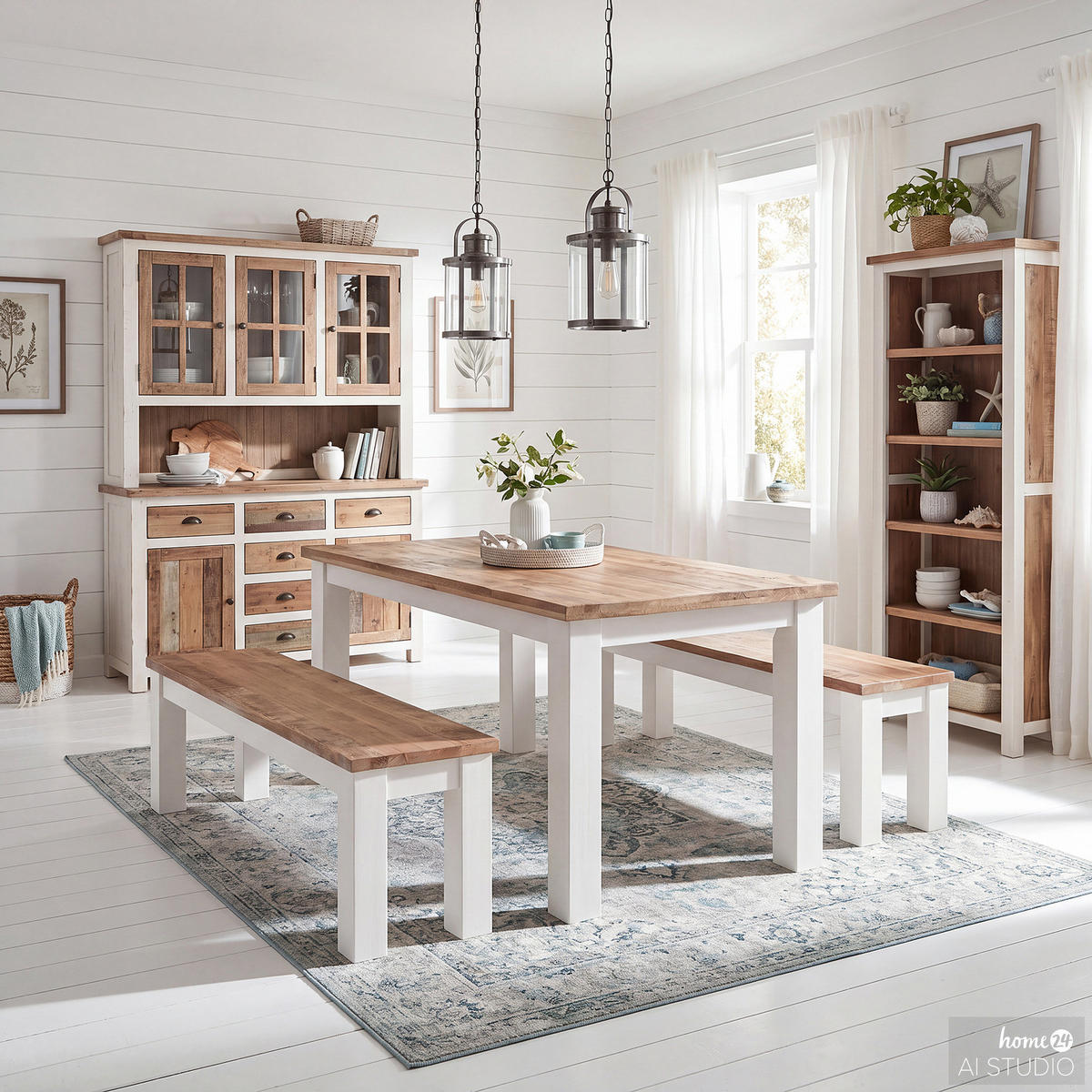SITZBANK - Mango massiv - Braun/Weiß, Holz (160/45/40cm) - home24