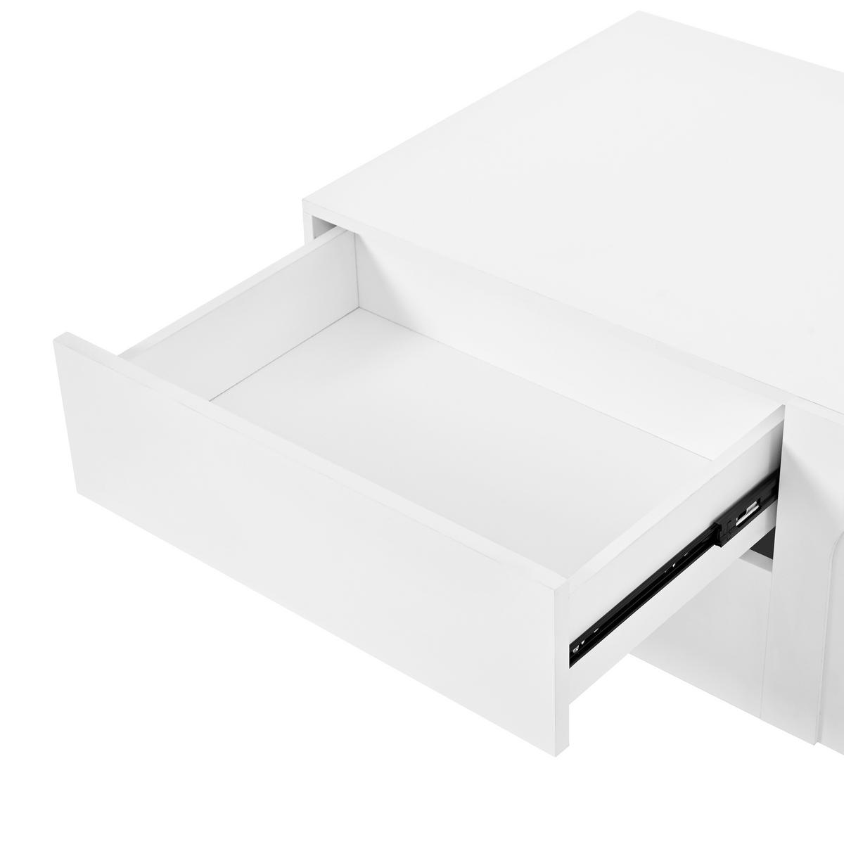 COUCHTISCH Stauraum Rechteckig Bogen Türen Modern - Weiß, Holzwerkstoff (50/100/39.5cm) - FLIEKS