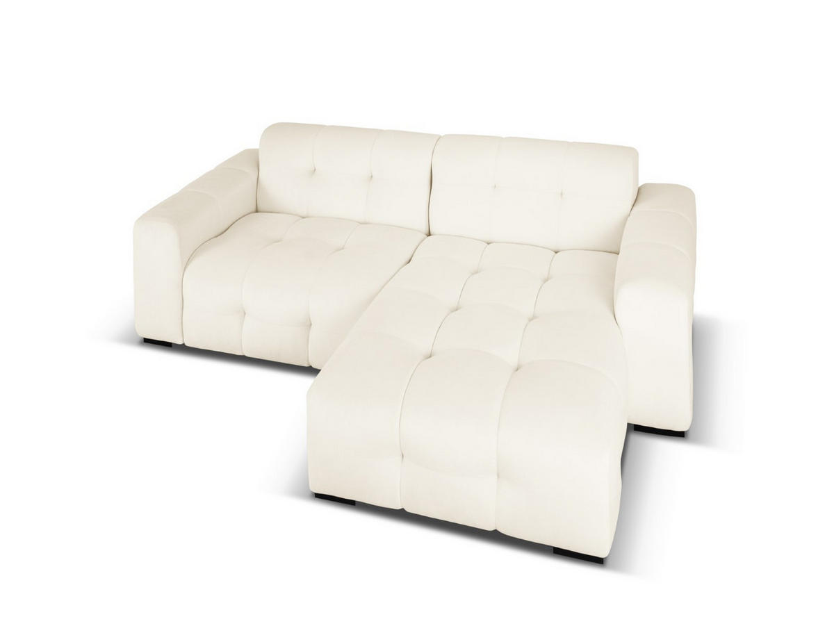 ECKSOFA rechts Kendal aus Samt leichtes beige 4 Sitzplätze - Creme, Textil (173/256cm) - Micadoni