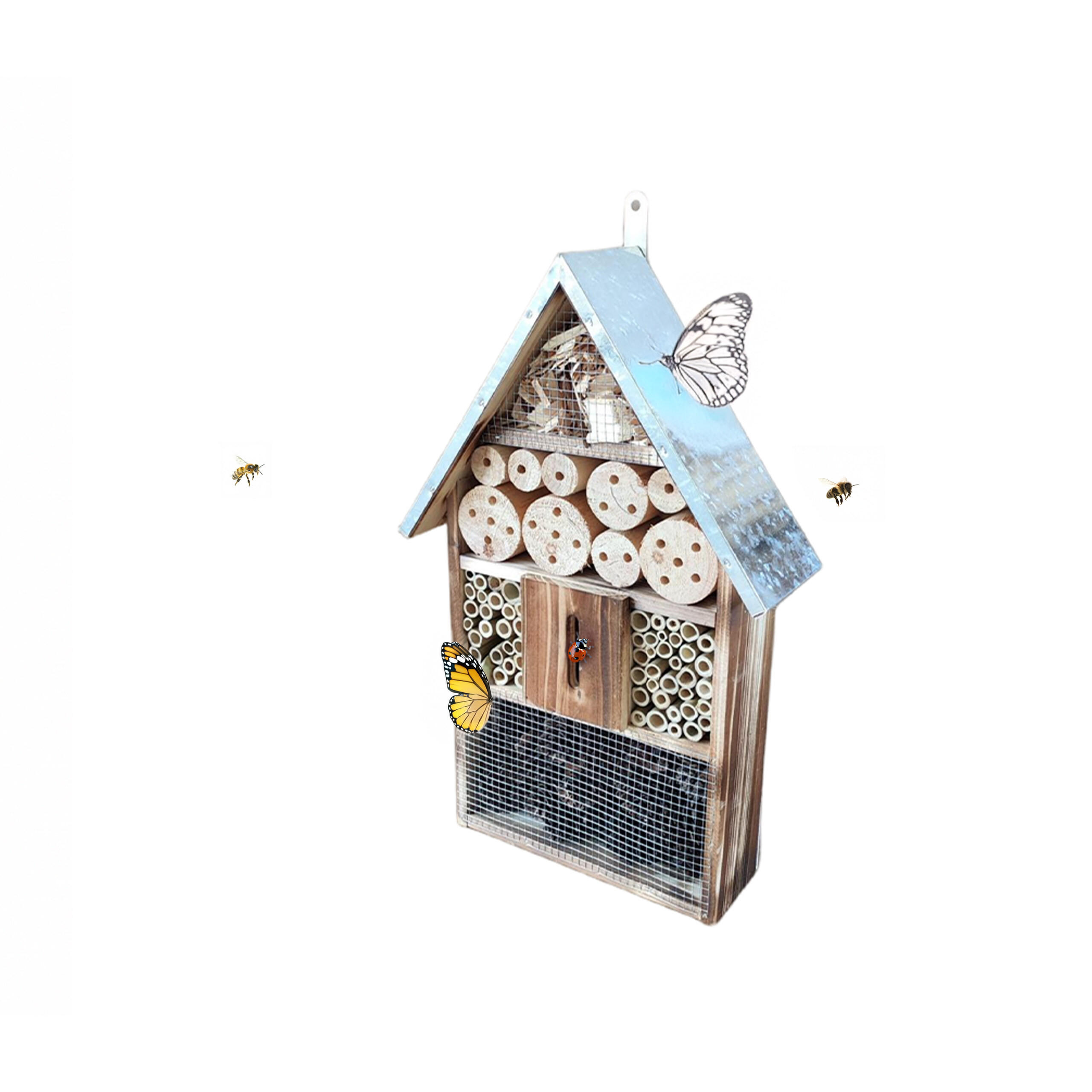 HMYZÍ hotel - světle hnědá, kov/dřevo (31/48/10cm) - Relaxdays