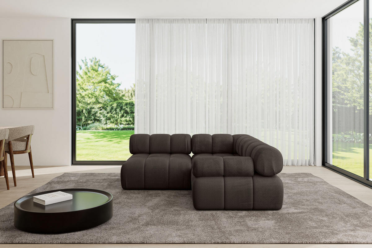 ECKSOFA modulares Sofa Mende-L1 - 190x190x70 cm Braun Velours - Braun, Holzwerkstoff/Textil (190/190cm) - ALTDECOR