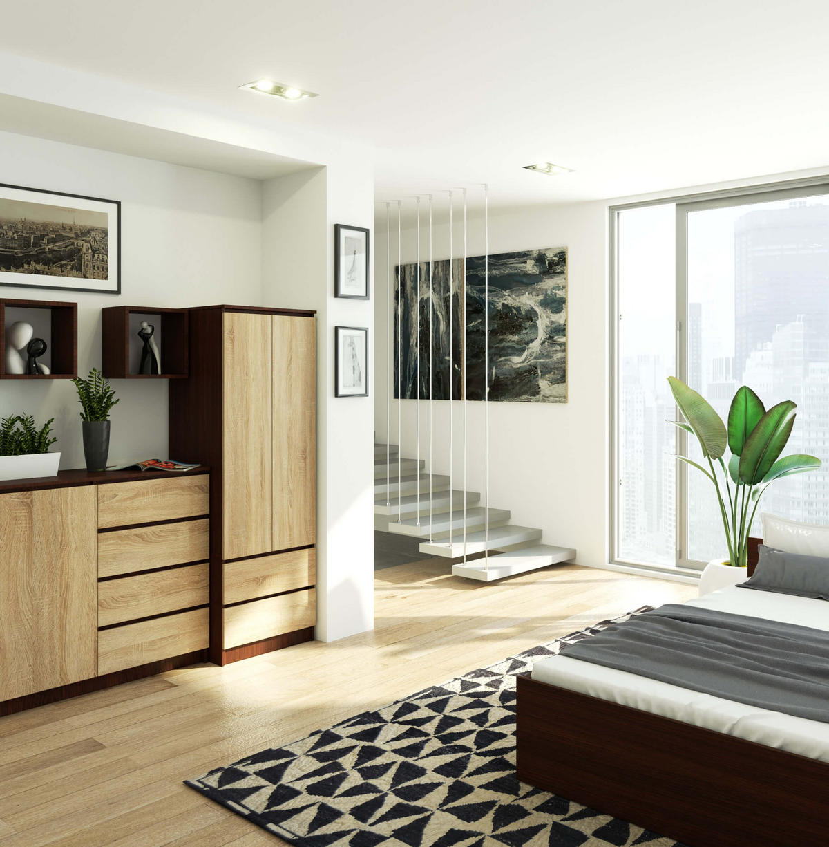 KLEIDERSCHRANK Dunkelbraun, Eiche Sonoma 180/60/51 - Dunkelbraun/Sonoma Eiche, Holzwerkstoff (60/180/51cm) - RAUMHIRSCH FURNITURE