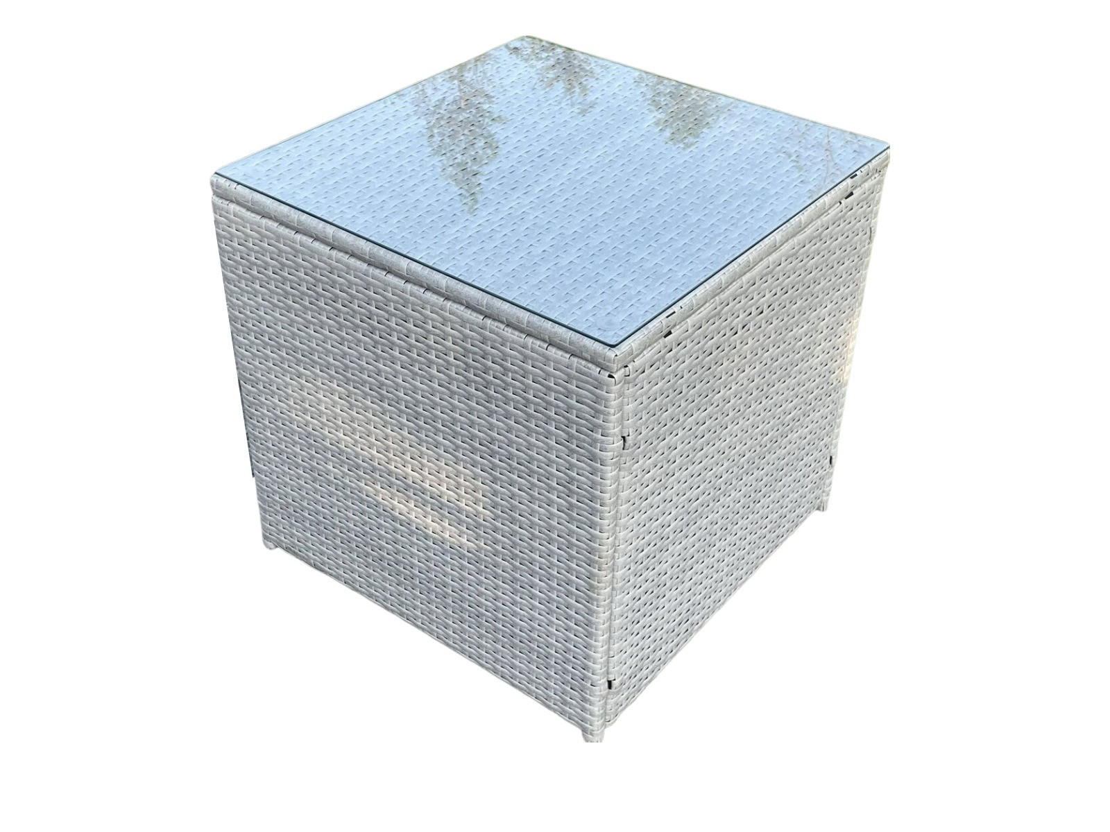 BEISTELLTISCH Polyrattan Helles Grau - Hellgrau, Metall (65/65/66cm) - Fimous
