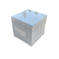 BEISTELLTISCH Polyrattan Helles Grau - Hellgrau, Metall (65/65/66cm) - Fimous