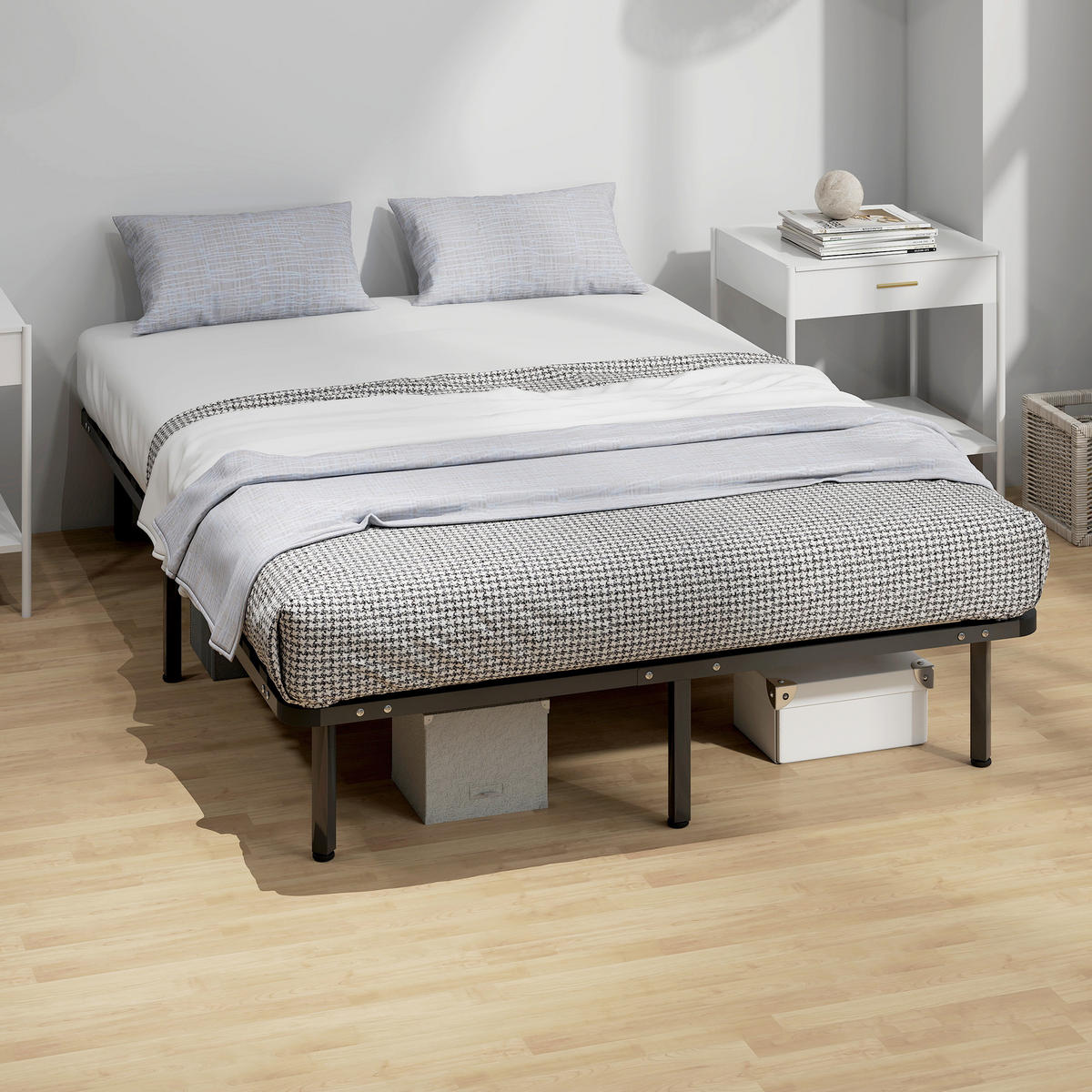 BETT 140x190 cm DE-14633 mit Stauraum, industriell Schwarz - Schwarz, Metall (140/190cm) - ComfortXL