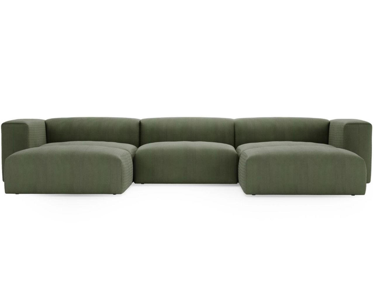 WOHNLANDSCHAFT U Landi Grün - Schwarz/Grün, Kunststoff/Textil (340/85/180cm) - Graingold