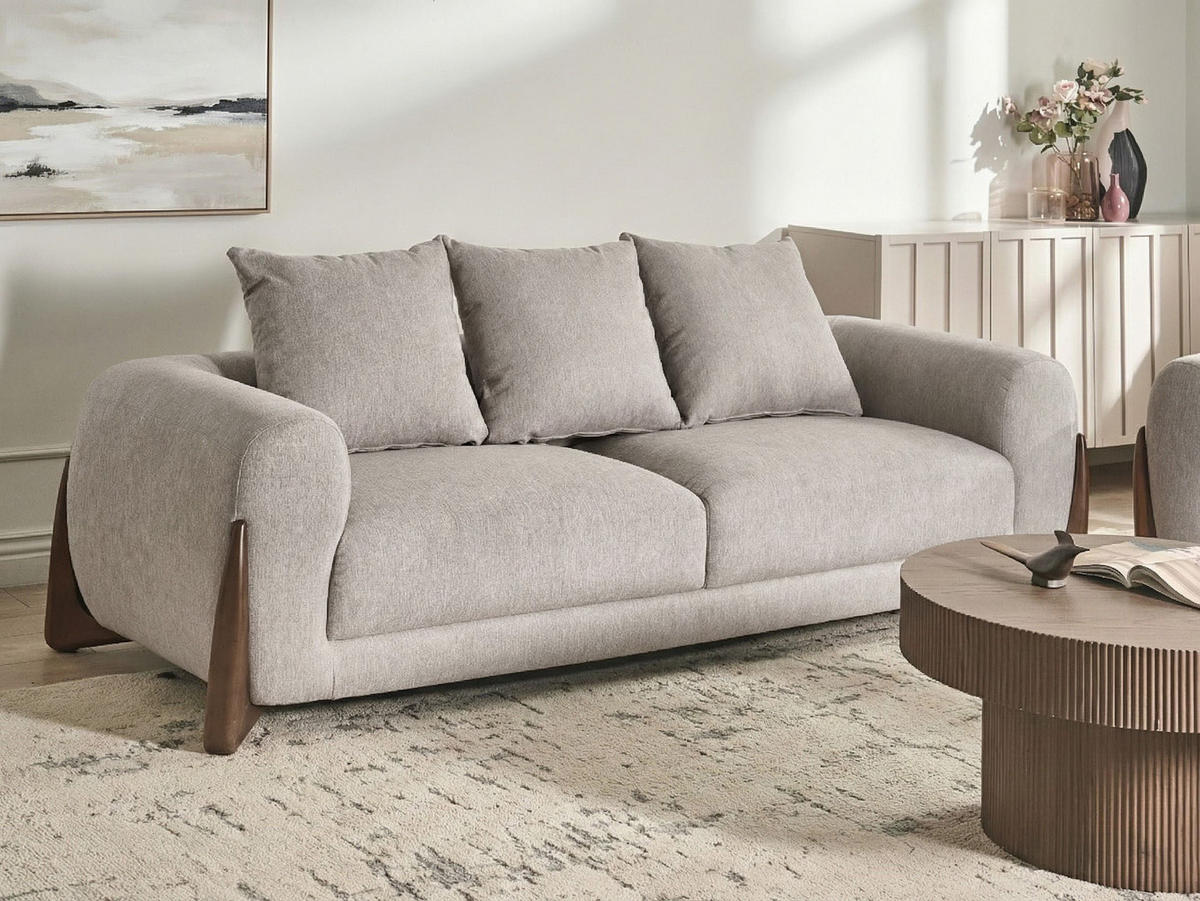 3-SITZER-SOFA Taupe Vinliden - Beige/Braun, Textil (217/62/87cm) - Beliani
