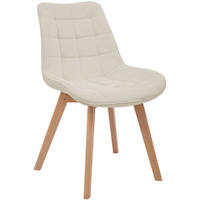 STUHL Cord Beige - Eukalyptusholzfarben/Beige, Holz/Textil (53/84/63cm) - CLP
