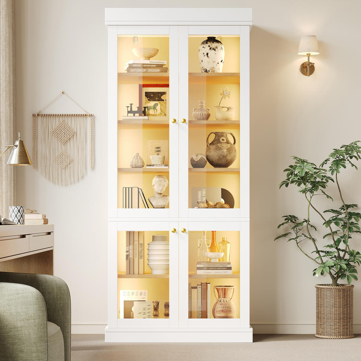 VITRINE LED Glasfront Weiß - Weiß, Glas (80/180/40cm) - FLIEKS