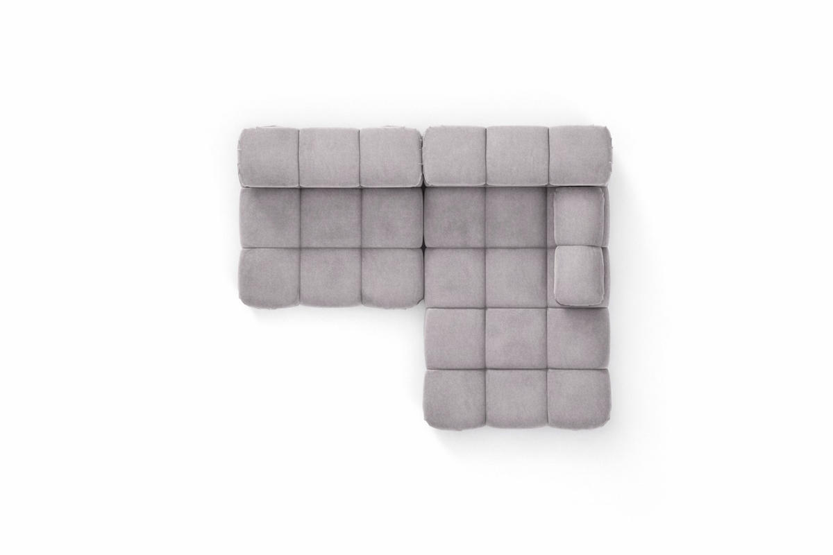 ECKSOFA L-Form Mini II Modular, Veloursstoff Salvador, Grau, Rechts, Selia - Grau, Holz (190/160cm) - Kaiser Möbel