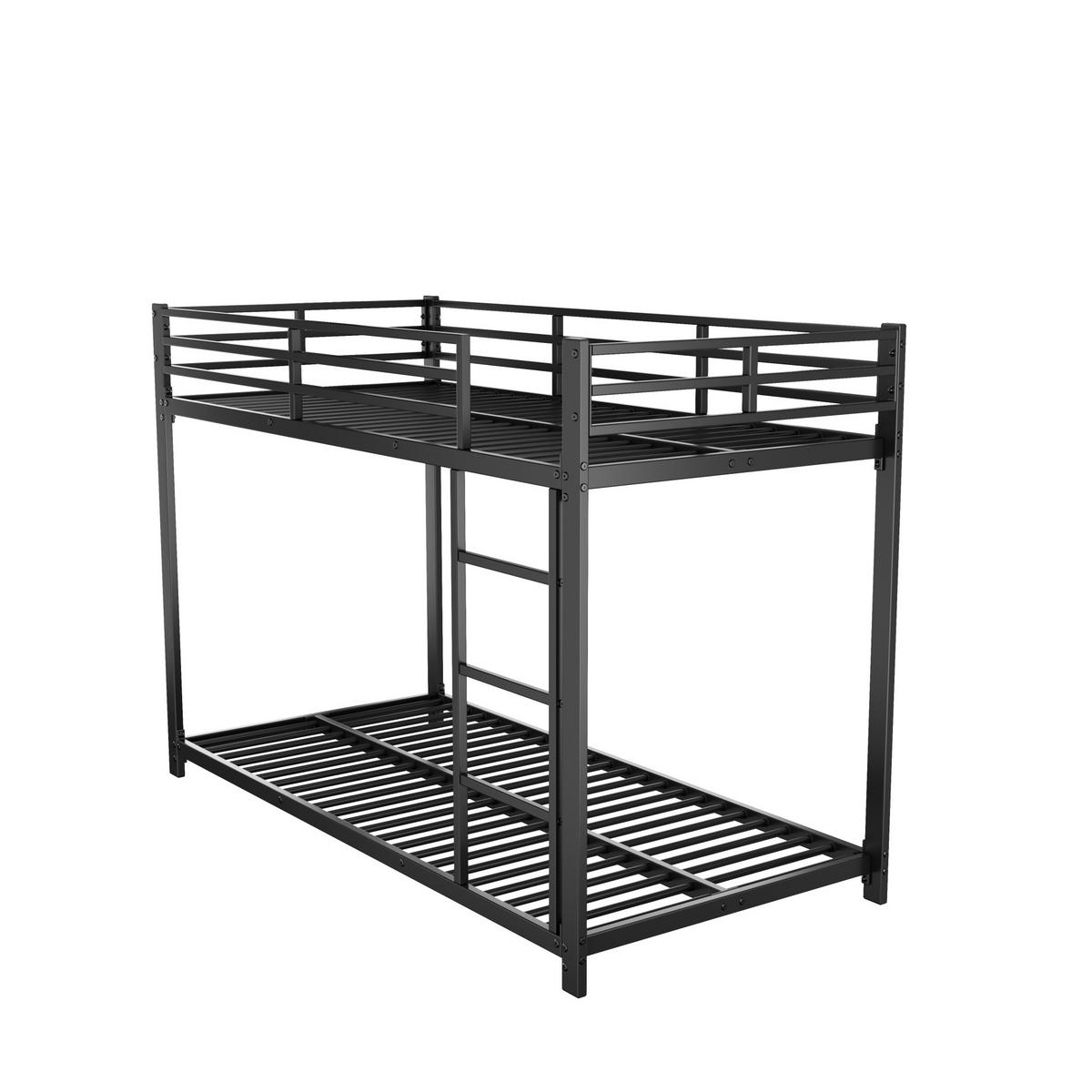 ETAGENBETT 90/200 cm aus Metall mit 26 cm hohen Sicherheitsleisten Schwarz - Schwarz, Metall (90/200cm) - Modenvie