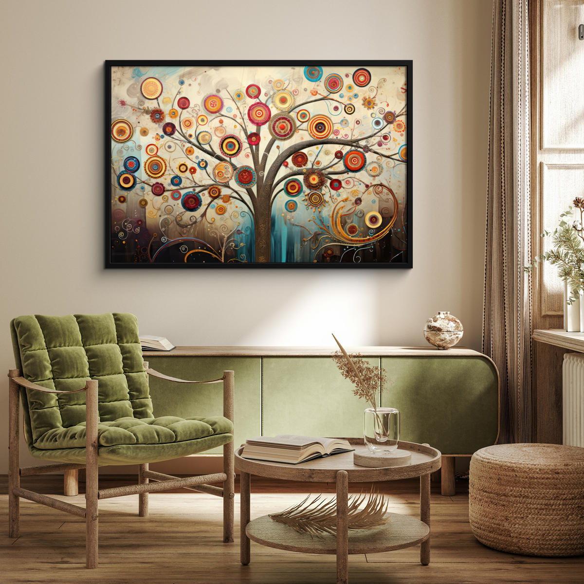 POSTER MIT RAHMEN Baum - Baum des Lebens - Farbe 120x80 cm - Braun, Papier (120/80cm) - MuchoWow
