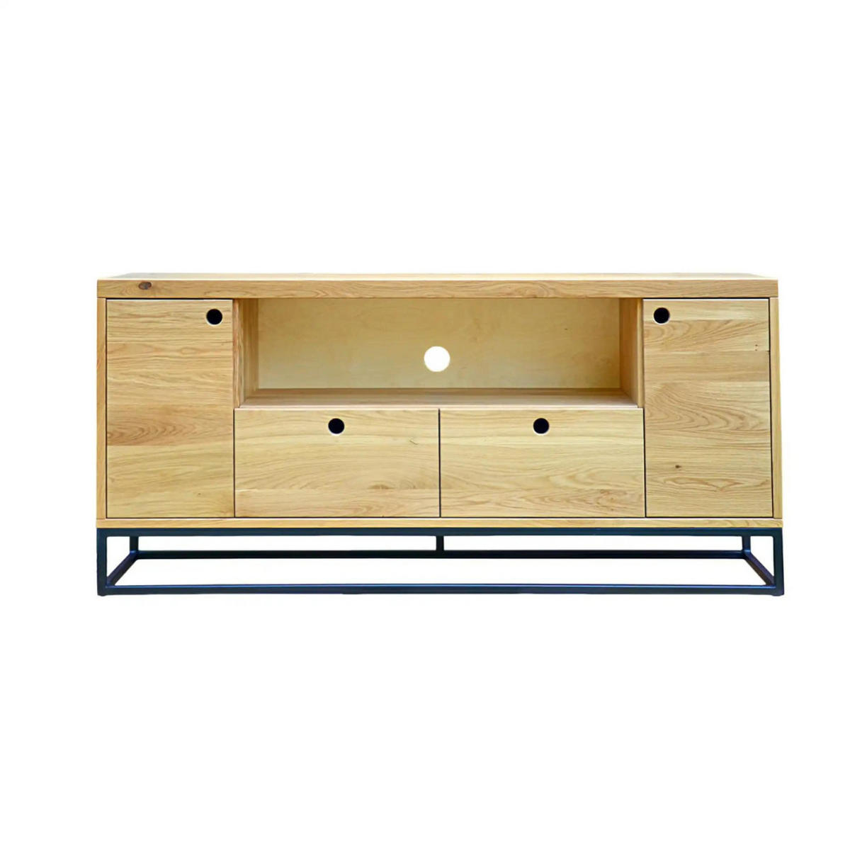 TV-SCHRANK im Industrie Look aus Eichenholz fürs Wohnzimmer MERIS - Eichefarben, Holz (160/70/40cm) - Rawood Furniture