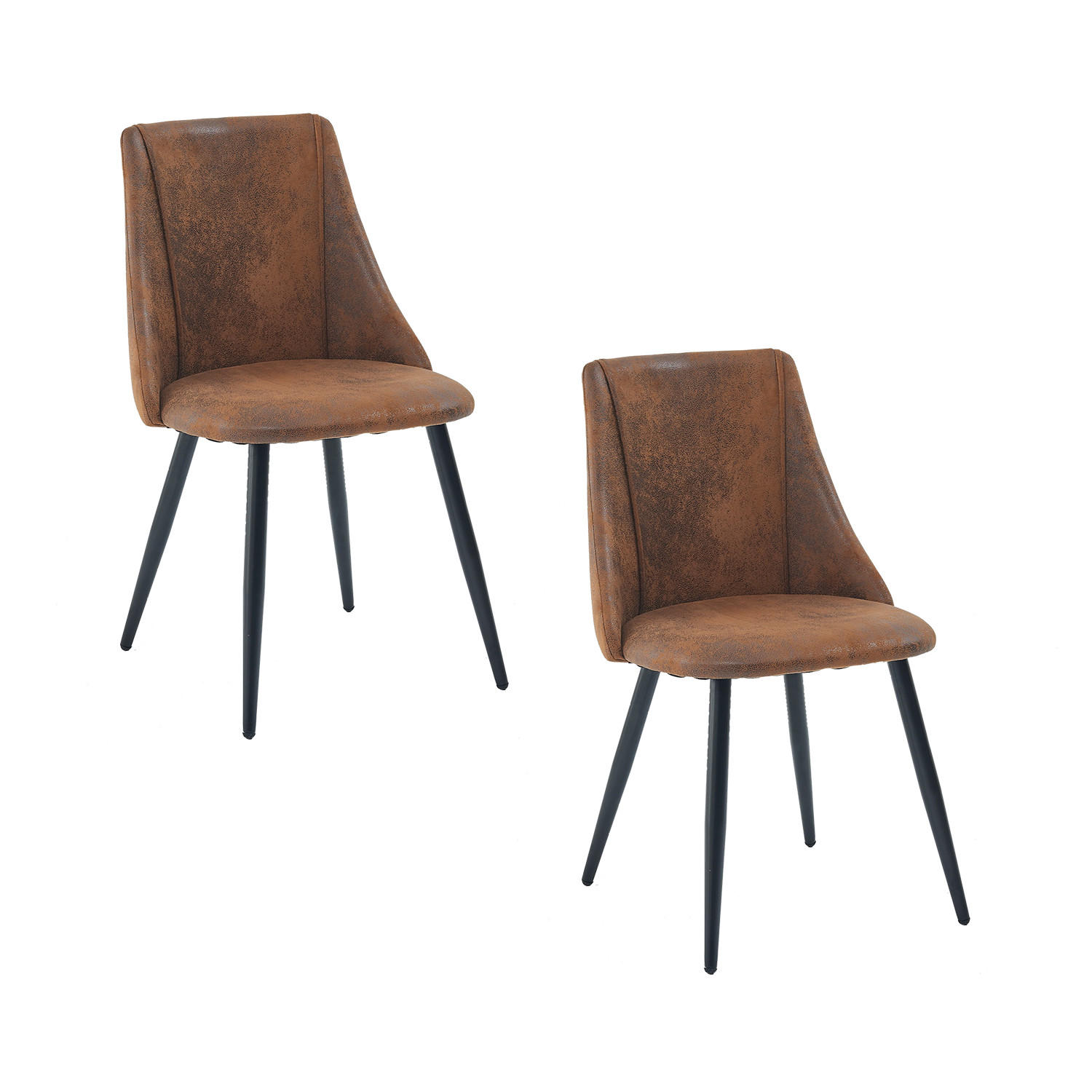 ESSZIMMERSTÜHLE 2er-Set, Industrielles Design, Gepolsterte Sitzfläche in Wildlederoptik, Metallbeine, Braun - Braun, Leder/Metall (44/83/53.5cm) - Meubles Cosy
