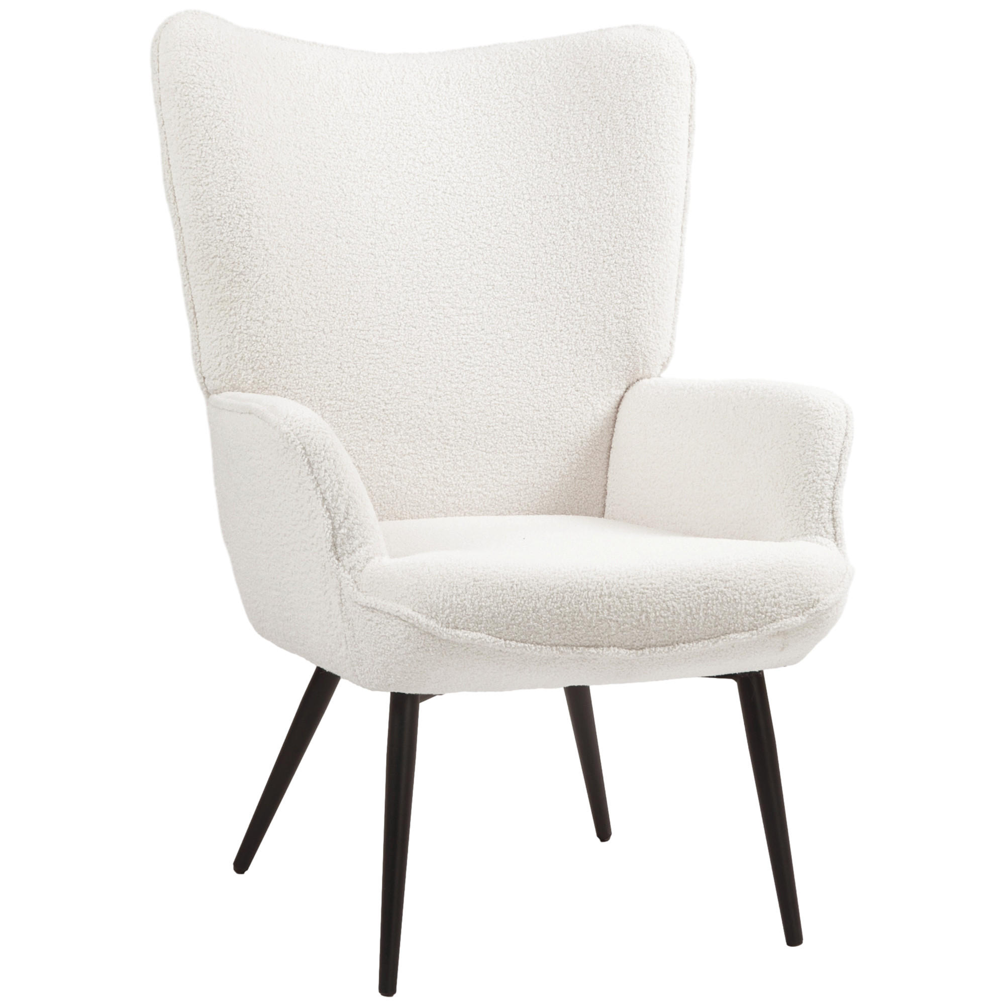 OHRENSESSEL gepolsterter Relaxsessel mit Armlehne, Metallbeine, Cremeweiß - Creme, Kunststoff (77/102/71cm) - HOMCOM