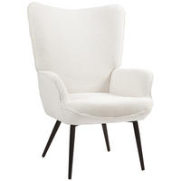 OHRENSESSEL gepolsterter Relaxsessel mit Armlehne, Metallbeine, Cremeweiß - Creme, Kunststoff (77/102/71cm) - HOMCOM
