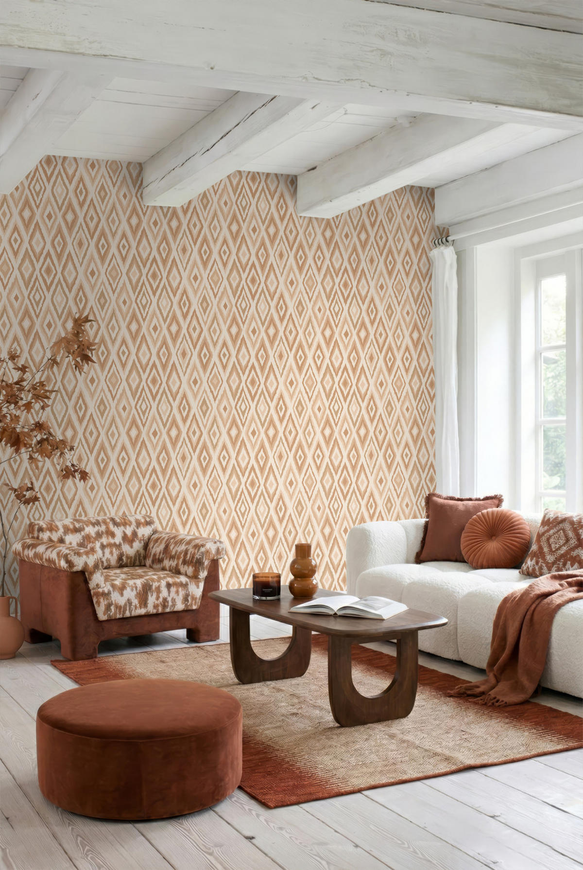 TAPETE Karomuster 50 x 900 cm - Braun, Papier (50/900cm) - ESTAhome