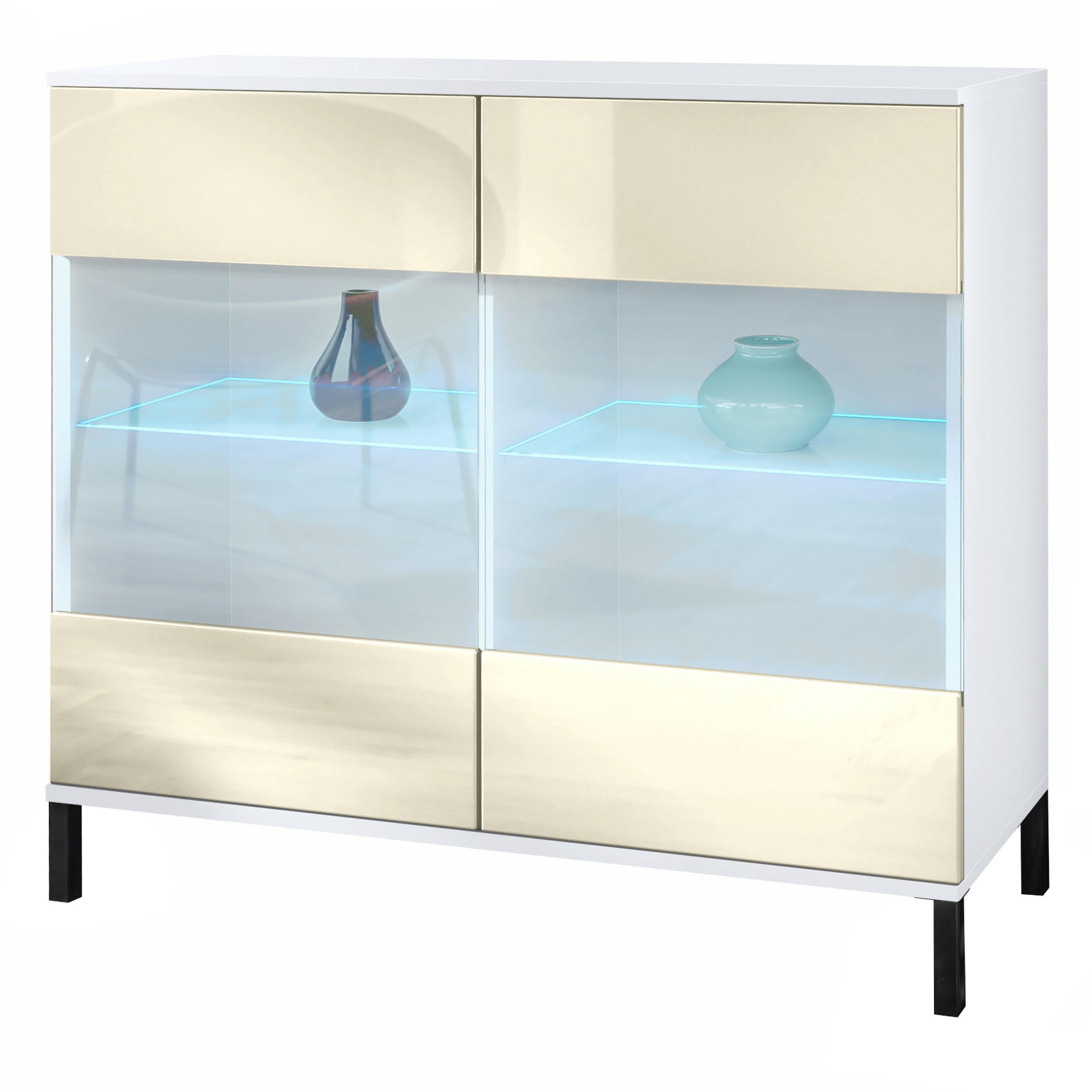 KOMMODE Bari Creme Hochglanz - Creme, Holzwerkstoff (92.5/83.5/35cm) - Vladon