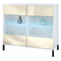 KOMMODE Bari Creme Hochglanz - Creme, Holzwerkstoff (92.5/83.5/35cm) - Vladon