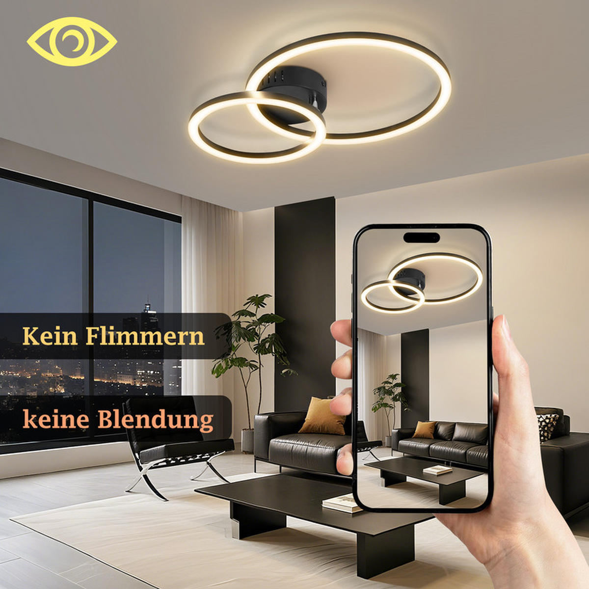LED závěsné světlo Clarke III 41/30/7 cm - černá, plast (41/30/7cm) - Nettlife