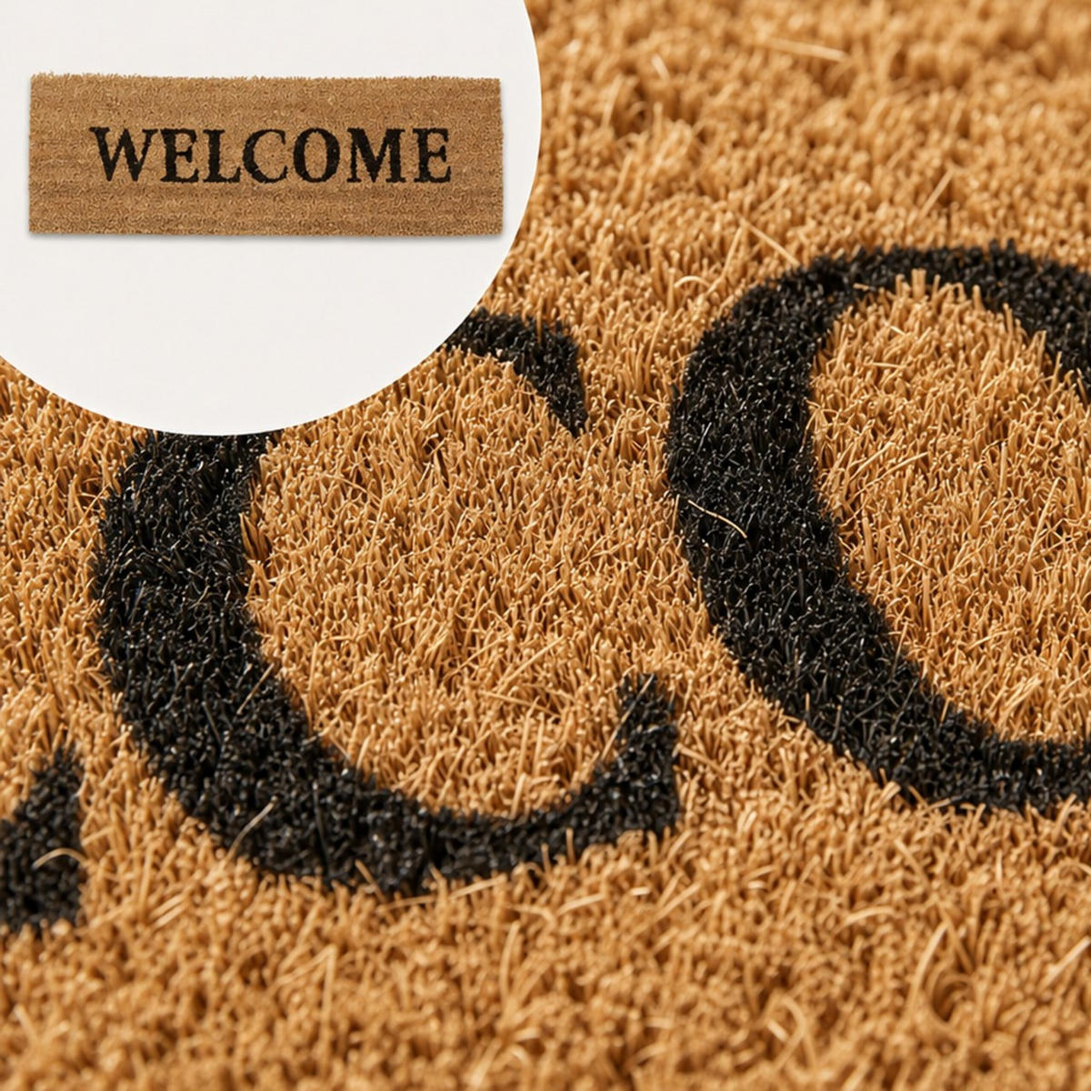 FUSSMATTE Natur Kokos WELCOME 75x25 cm - Hellbraun, Kunststoff/Textil (75/25cm) - Relaxdays