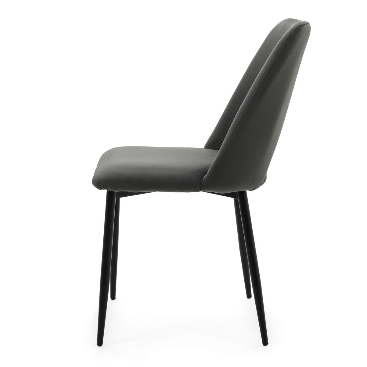 STUHL ORO gepolsterter mit Steppung - grau - Samt Velour - Schwarz/Grau, Textil/Metall (47/91/55cm) - NEW HOME