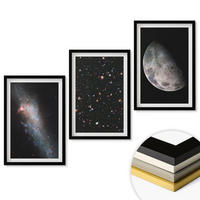 WANDBILDER 3er-Set - 40x60 cm Schwarzer Rahmen - Weltraum Galaxien Sterne Mond - Schwarz, Kunststoff (40/60cm) - ArtPrintCave