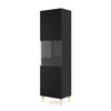 VITRINENSCHRANK SCHWARZ - Goldfarben/Schwarz, Holzwerkstoff (60/215/42cm) - FURNLUX