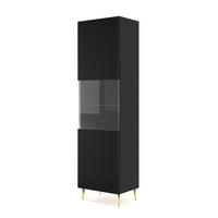 VITRINENSCHRANK SCHWARZ - Goldfarben/Schwarz, Holzwerkstoff (60/215/42cm) - FURNLUX