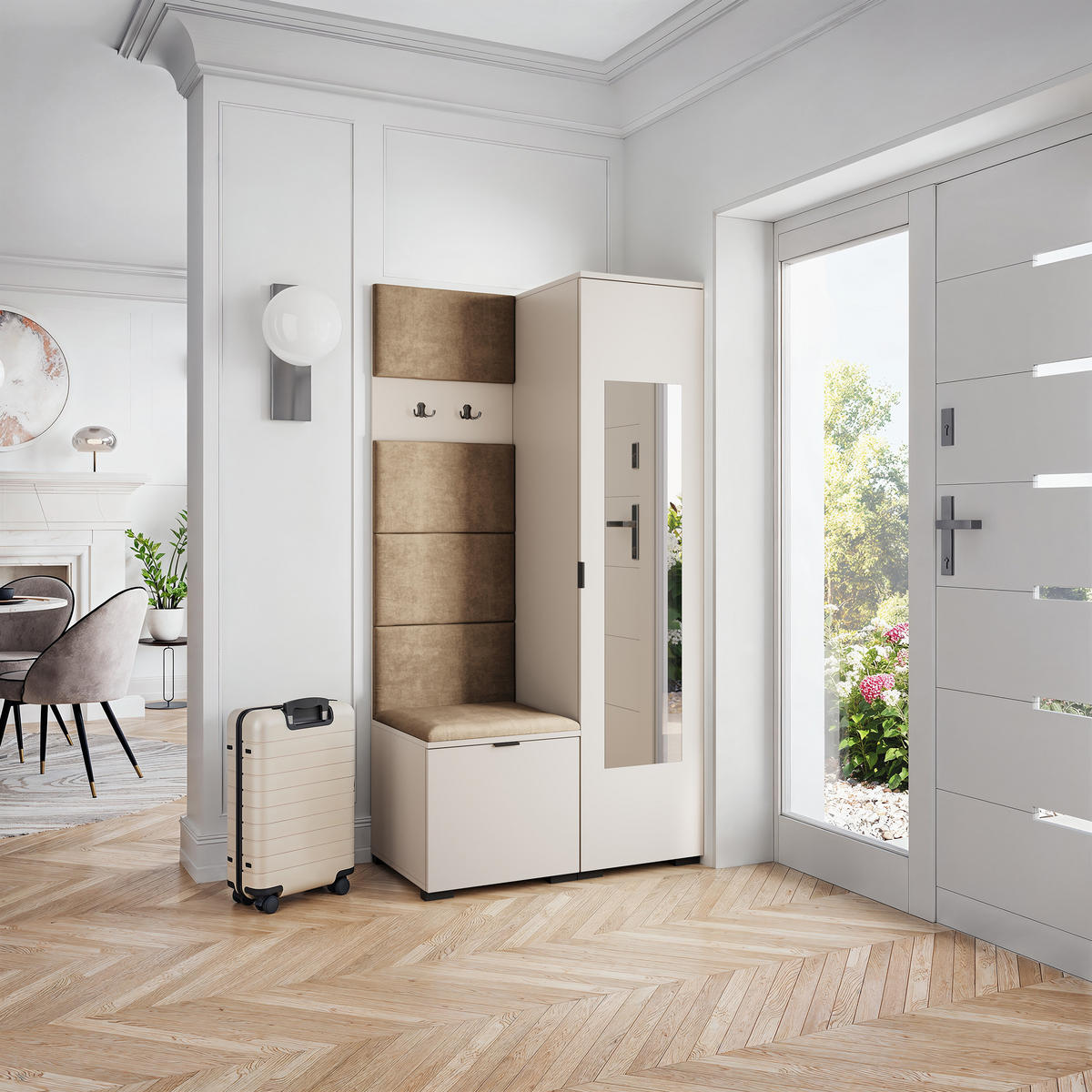 GARDEROBENSCHRANK VIRA 95/181/51 cm Modern Garderobe-Set Kaschmir - Kaschmir/Beige, Holzwerkstoff (95/181/51cm) - MASSENO