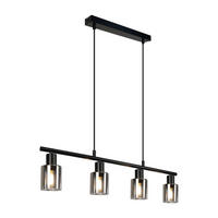 HÄNGELEUCHTE Myrm Schwarz Vintage Glas 68.5/7/140 cm - Schwarz, Metall (68.5/7/140cm) - ZMH