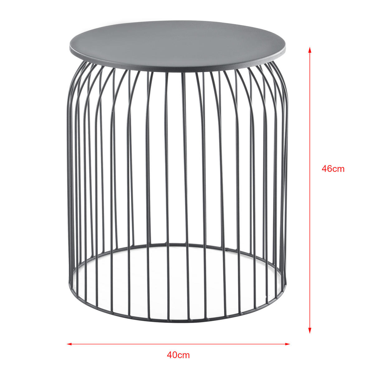 BEISTELLTISCH Amherst 3er Set - Grau, Metall (40/40/46cm) - [en.casa]