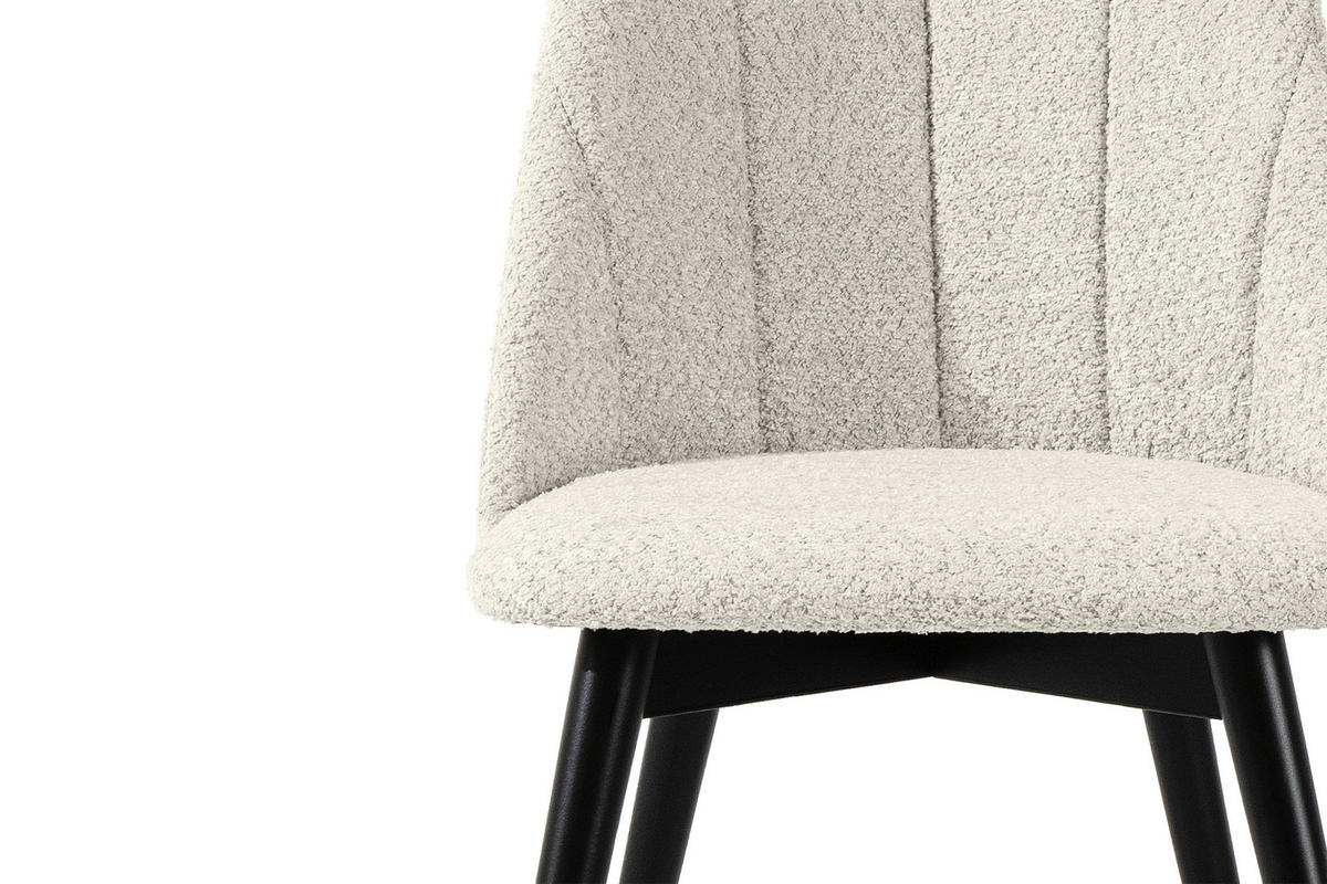 POLSTERSTUHL BAKERI Esstischstühl, 2-er Set, Bouclé - Schwarz/Weiß, Holz/Textil (48/86/44cm) - KONSIMO®