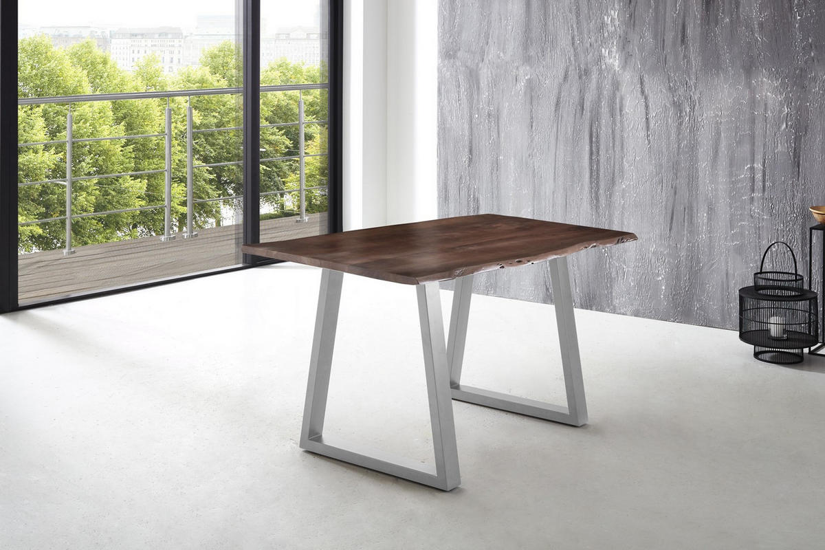 ESSTISCH LUBIN - Silberfarben/Braun, Holz/Metall (90/180/77cm) - SAM
