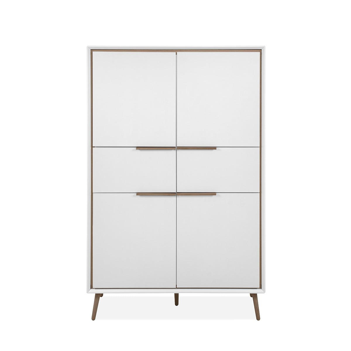 HIGHBOARD mit 4 Türen und 2 Schubladen - Arona - 90/38/140 cm - Weiß/Eiche Artisan, Holzwerkstoff (38/140/50cm) - Calicosy