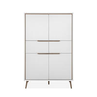 HIGHBOARD mit 4 Türen und 2 Schubladen - Arona - 90/38/140 cm - Weiß/Eiche Artisan, Holzwerkstoff (38/140/50cm) - Calicosy