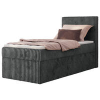 BOXBETT TILIANO 90/200 - Grau Cord - H4 - Visco Topper - Rechts - Grau, Textil (90/200cm) - MKS