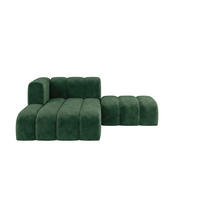 CHAISELONGUE Modulare Mit Hocker, Velvet-Stoff Riviera, Grün, Links, GRAND - Grün, Holz (204/179cm) - Kaiser Möbel