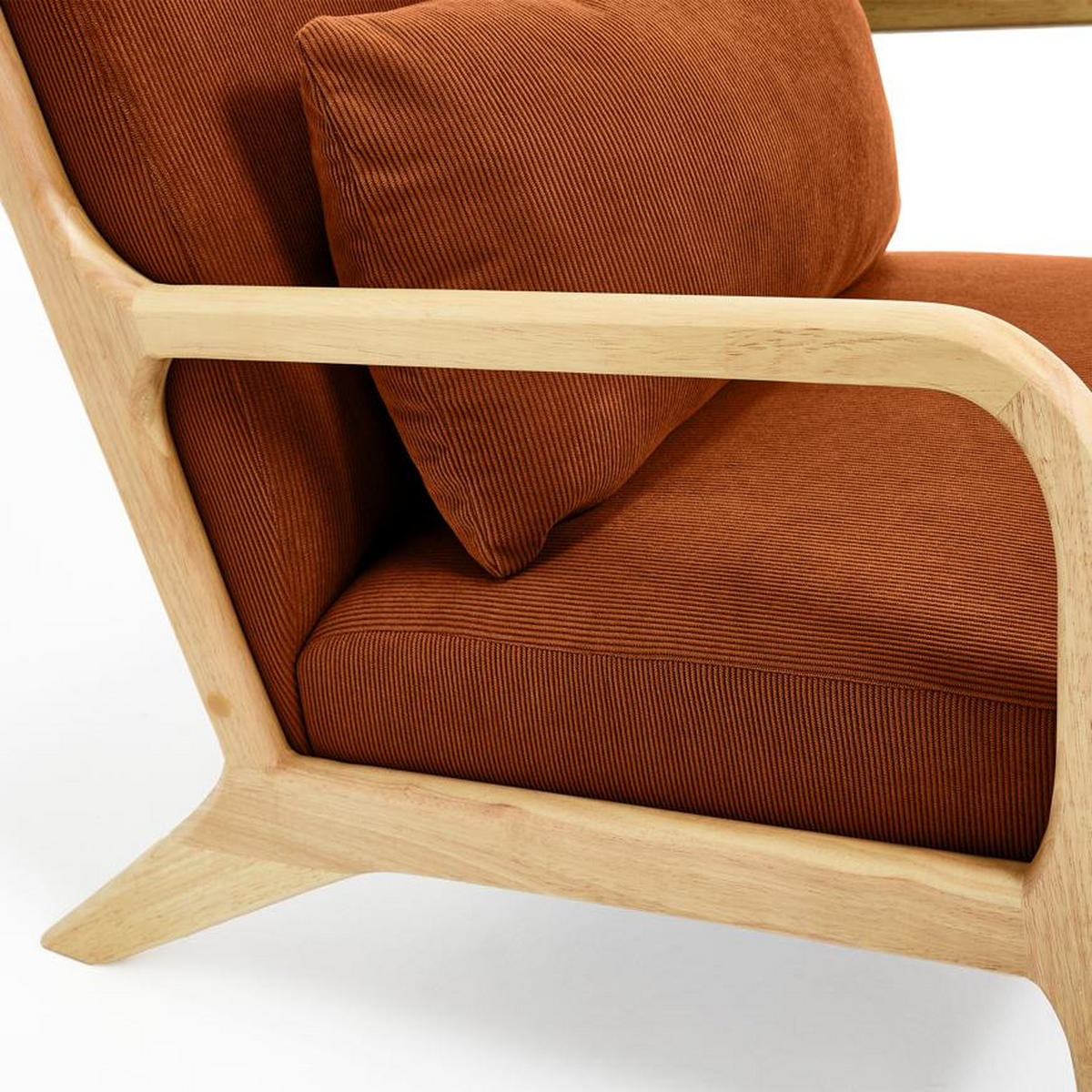 VINTAGE-SESSEL Marie aus skandinavischem Cord und Holz in Terrakotta - Rot/Akaziefarben, Holz/Textil (65/74/84cm) - Sicaan