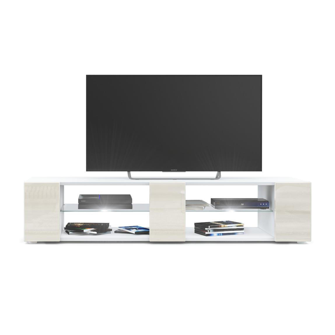 LOWBOARD Movie Fronten in Creme Hochglanz - Creme, Holzwerkstoff (134/29/39cm) - Vladon