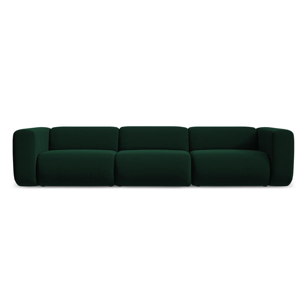 4-SITZER-SOFA Samt Stoff Grün - Dunkelgrün/Schwarz, Kunststoff/Textil (319/70/89cm) - LaMiaSofa
