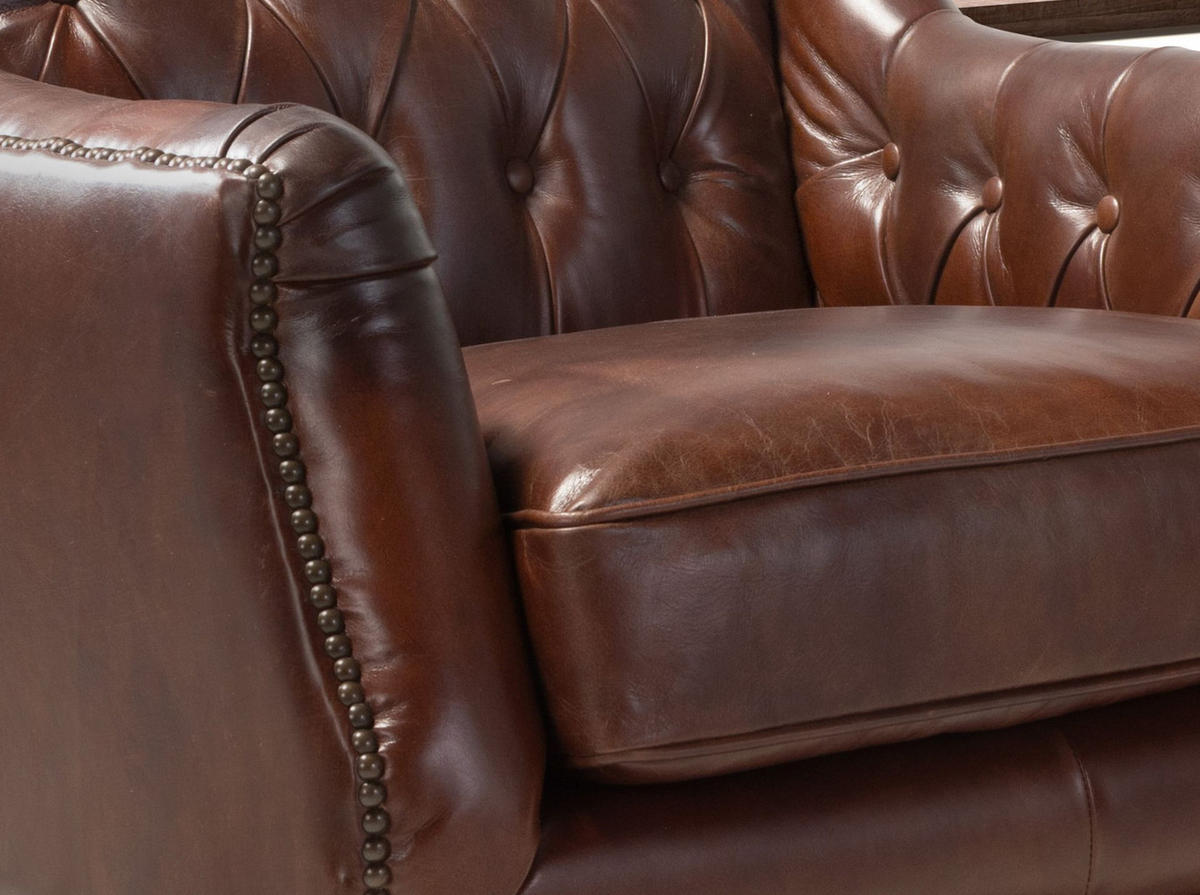 CHESTERFIELD-SESSEL Chester-Sessel aus cognacbraunem Leder 75/81/80 cm - Cognac/Walnussfarben, Leder/Holz (75/80/81cm) - ANGEL CERDA