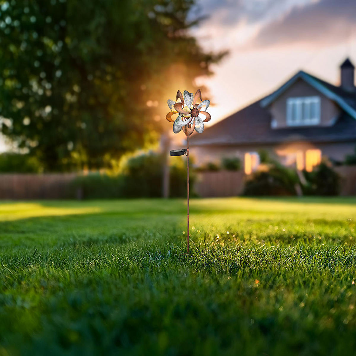 LED AUSSENLEUCHTE Metall Gold 2er Set - Goldfarben, Kunststoff (22/12/92cm) - Globo Lighting