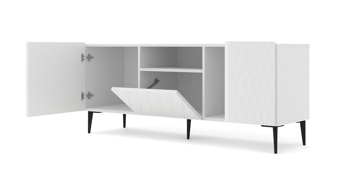 TV LOWBOARD Weiß, Schwarz 145/60/40 - Weiß, Holzwerkstoff (145/60/40cm) - RAUMHIRSCH FURNITURE