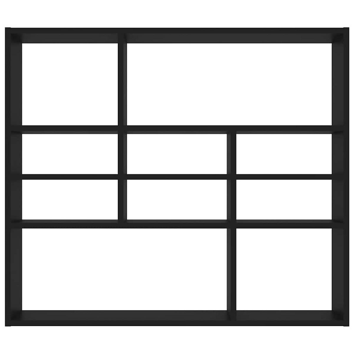 WANDREGAL mit 10 Fächern 90/16/78 cm aus Holzwerkstoff Schwarz - Schwarz, Holz (90/78/16cm) - vidaXL