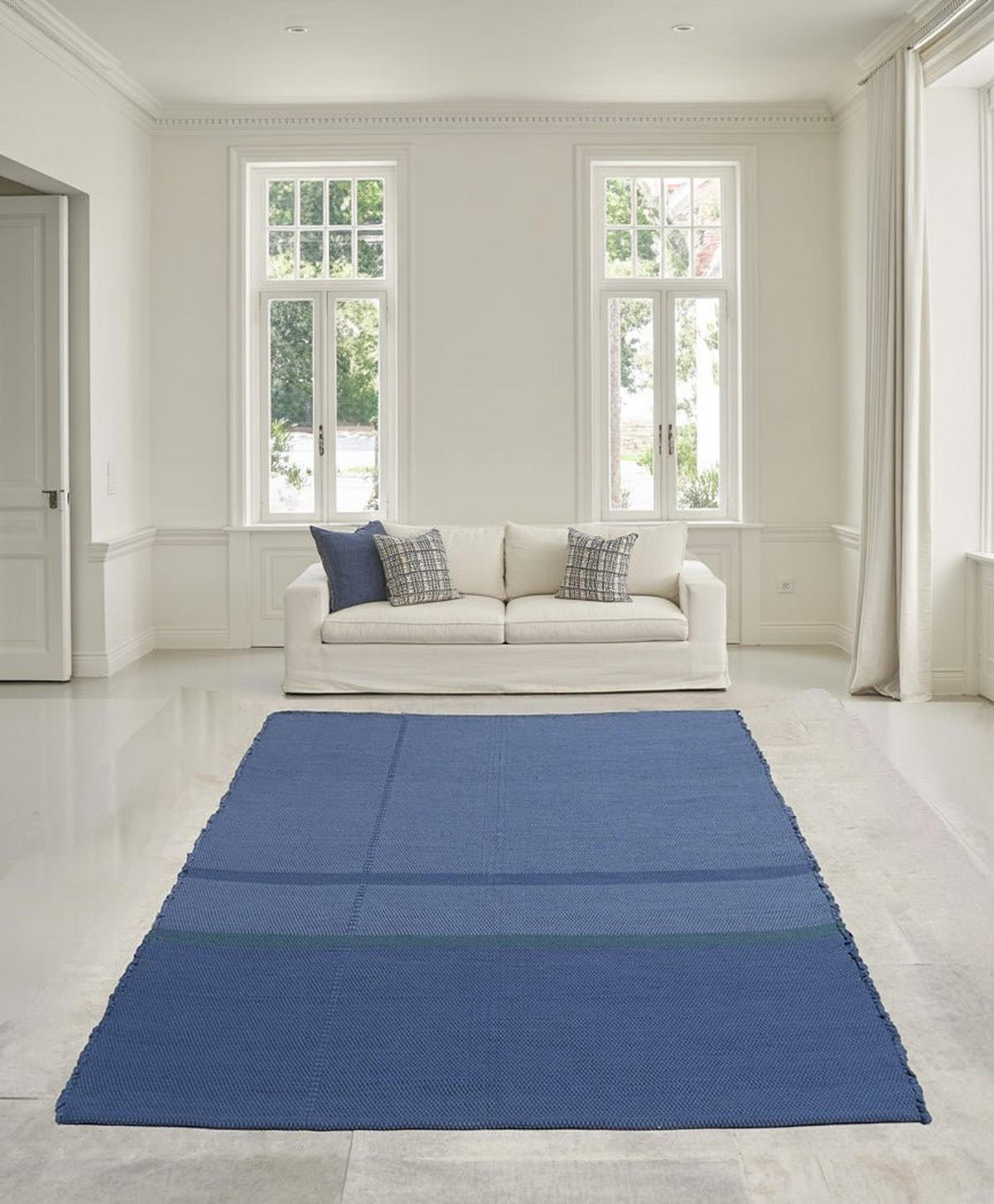 TEPPICH aus recycelten Fasern handgewebt blau - Blau, Naturmaterialien (140/200cm) - AFK Living